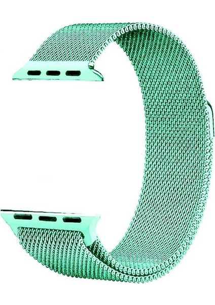 Apple Watch Uyumlu 42 mm Kılıf Metal Kayış Kordon Hasır Turkuaz