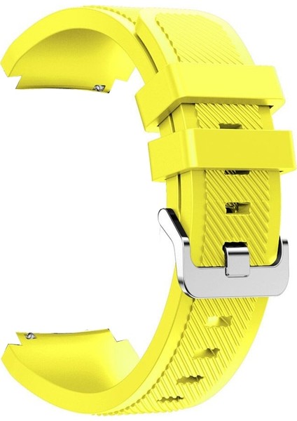 Oppo Watch 46mm Kordon Silikon Çizgili Silikon Kançalı Sarı