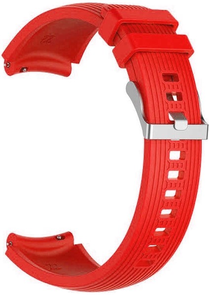 Oppo Watch 46mm Kordon Silikon Kançalı Ayarlanabilir Kırmızı