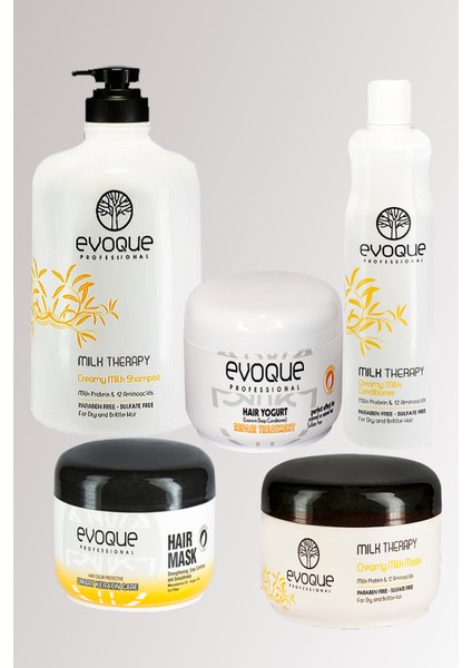 Milk Therapy 2800 ml + Evoque Milk Thrapy Krem 400 ml Thrapy Mask + Yogurt Mask