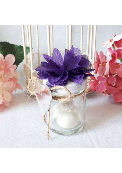 30 Adet Mor Kalp Aynalı Kavanoz Nikah Şekeri modelleri