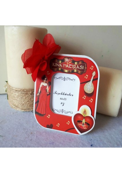 30 Adet Çerçeve Güllü Kırmızı Kına Gecesi Si