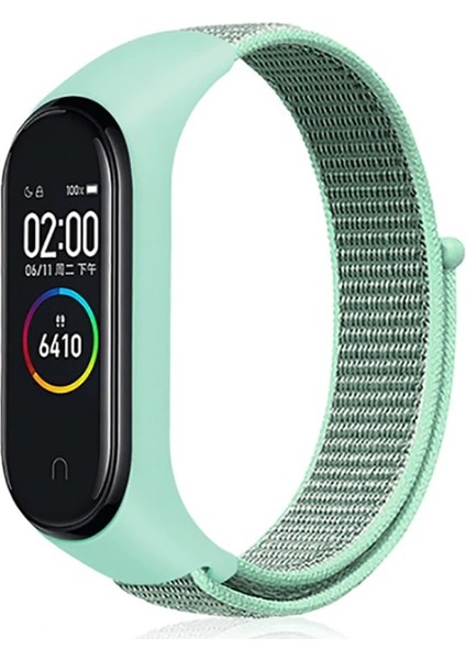 Xiaomi Mi Band 3 Kılıf Kumaş Cırtcırt Kordon Velcro Turkuaz
