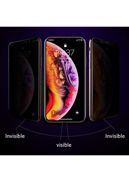 Apple iPhone 11 Pro Max Privacy Gizlilik Filtreli Hayalet Cam Siyah