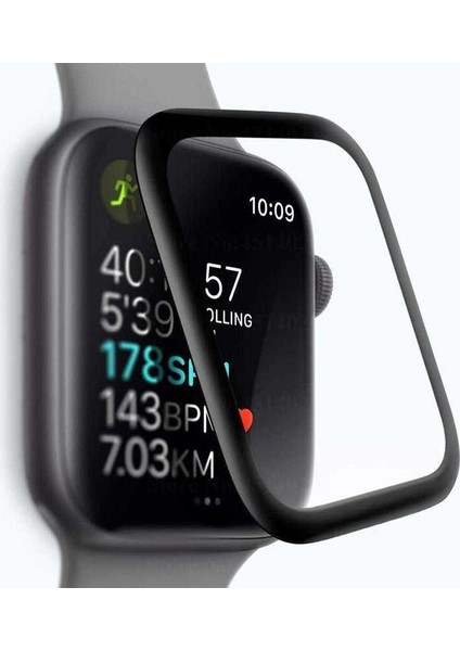 Apple Watch 44mm Full Yapışan Ekran Koruyucu Siyah