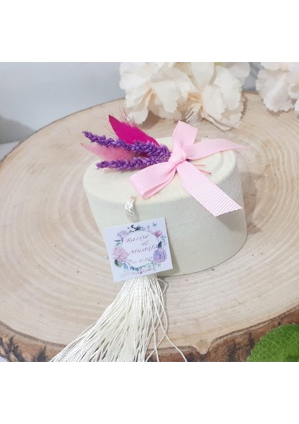 30 Adet Natural Süslü Flok Oval Kutu Nikah Şekeri