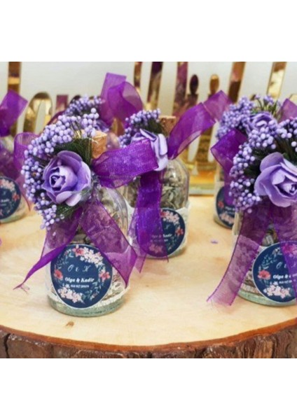 30 Adet Dantelli Lavanta Şişesi Nikah Şekeri