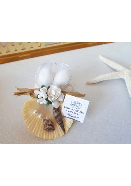 30 Adet Incilerle Süslenmiş Midye Kabuğu Nikah Şekeri