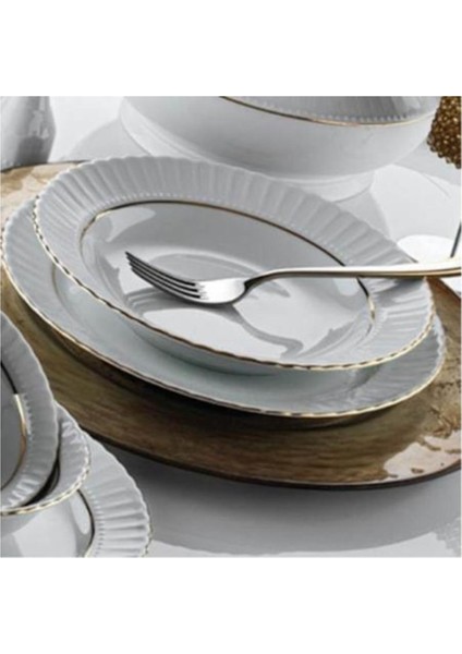 Tabak Sedef Yaldızlı 25 cm. Servis Tabağı 6'lı