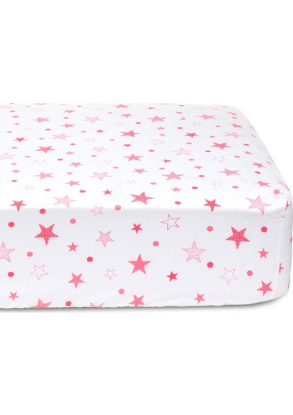 Pink Star Fitted Bebek Çarşafı 80X140 cm