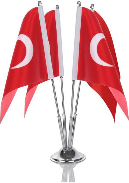Türk Masa Bayrağı Dörtlü Direkli Takım