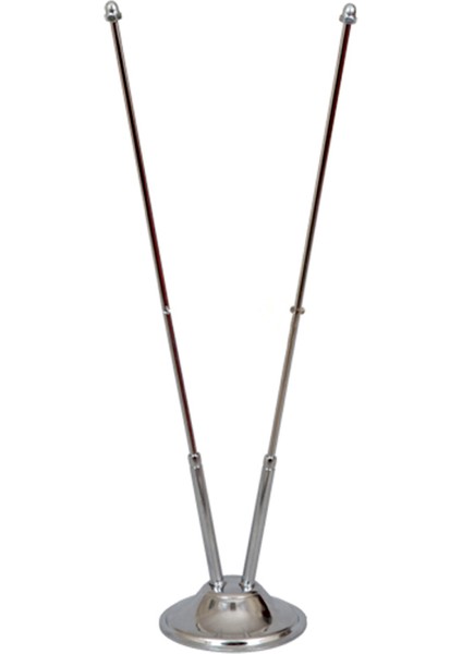 İkili Krom Masa Bayrağı Direği İkili Paket Parlak Gümüş Renk