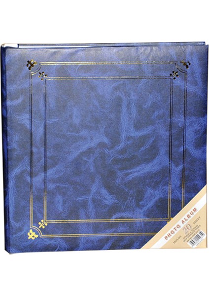 20 Yaprak [40 SAYFA]-31x32 cm Manyetik Yapışkanlı Ciltbezli Fotoğraf Albümü-Mavi