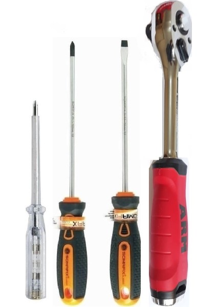 Somafıx Arm Lokma Cırcır Kolu 1/2 250 mm Somafix Duz Yıldız Tornavida K,kalemi