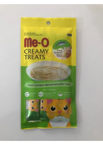 Me-O Meo Kremalı Mavi Yüzgeçli Orkinos Balıklı Kedi Sıvı Ödül Maması 60GRX8 Paket