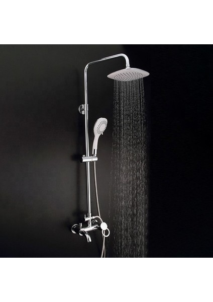 Beyaz Krom Yağmurlama Tepe Duş Seti