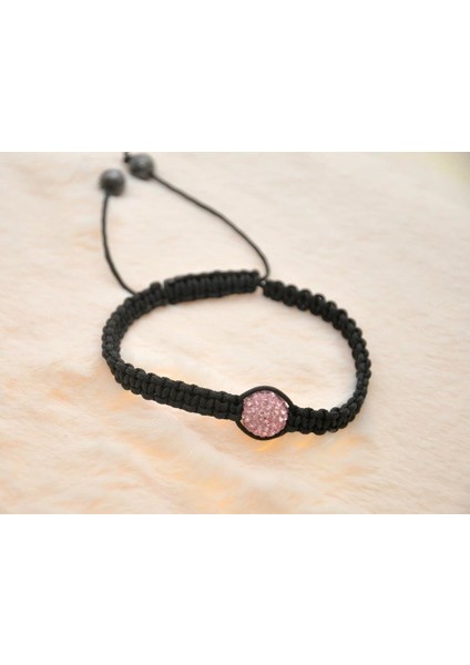 Hdmarketim Pembe Swarovski Taşlı Ayarlanabilir Örgü Siyah Ip Bileklik modelleri