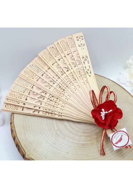 30 Adet Ahşap Yelpaze Kına Gecesi Si