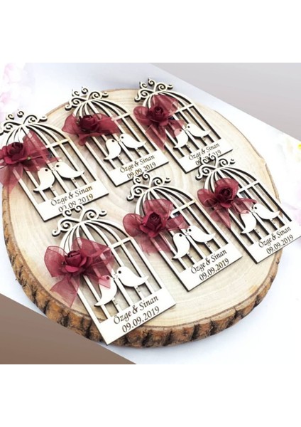 30 Adet Kafes Kuslu Ahsap Magnet Lik