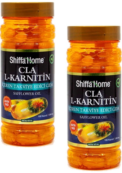 2 Adet Shiffa Home Cla(Aspir Yağı)-L-Karnitin 1200 Mg 100 Softgel