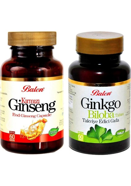 Kırmızı Gınseng 300 Mg 60 Kapsül+Ginko Biloba 600 Mg 60 Tab
