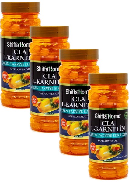 4 Adet Shiffa Home Cla(Aspir Yağı)-L-Karnitin 1200 Mg 100 Softgel