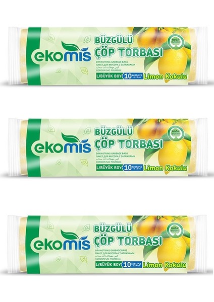 Büzgülü Büyük Boy 3'lü Limon Kokulu 1 Rulo 10 'lü