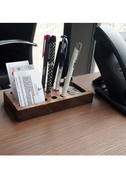 Masif Ceviz Ofis Masaüstü Organizer-Kartvizitlik,kalemlik