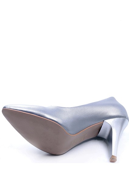 Çanta Gümüş Kadın Topuklu Stiletto Ayakkabı 360.501
