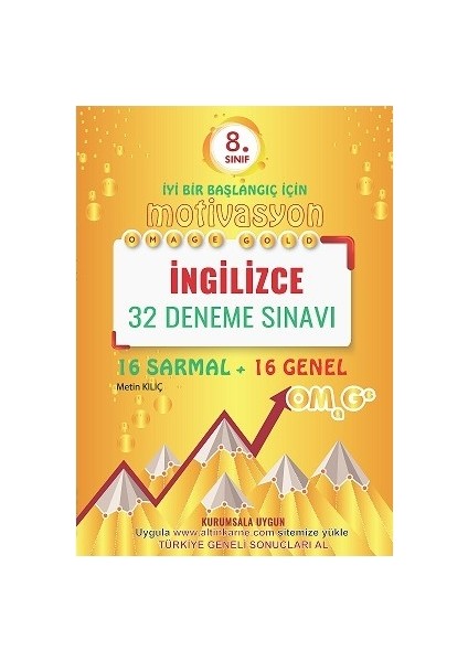 8. Sınıf Gold Motivasyon İngilizce 32 Deneme Sınavı (16 Sarmal + 16 Genel)