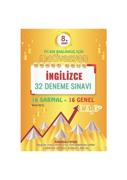 Omage Yayınları  8. Sınıf  Gold Motivasyon İngilizce 32 Deneme Sınavı (16 Sarmal + 16 Genel)