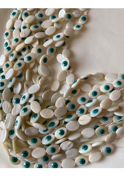 Nazar Boncuklu Sedef Doğal Taş Dizisi Dizi Sedef 14 mm 25 Adet fiyatları