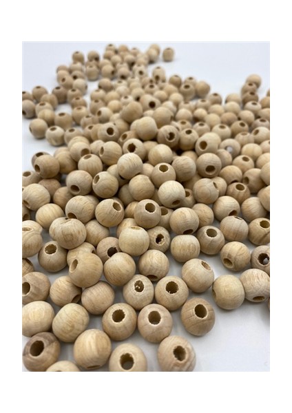 12 mm Ham Ahşap Tahta Boncuk 100 gr 180 Adet Boncuk