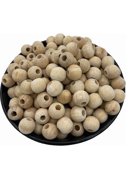 12 mm Ham Ahşap Tahta Boncuk 100 gr 180 Adet Boncuk
