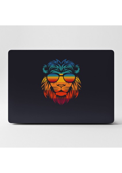Laptop Sticker Bilgisayar Kaplama Notebook Macbook Retro Aslan Lacivert-Ls-56