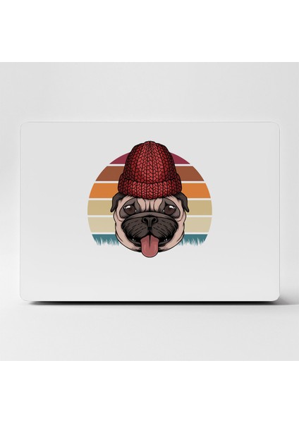 Laptop Sticker Bilgisayar Kaplama Notebook Macbook Retro Pug Beyaz-Ls-69