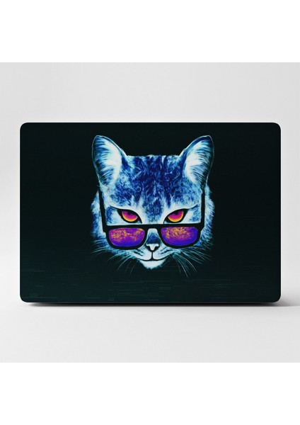 Laptop Sticker Bilgisayar Kaplama Notebook Macbook Neon Kedi SIYAH-LS-180