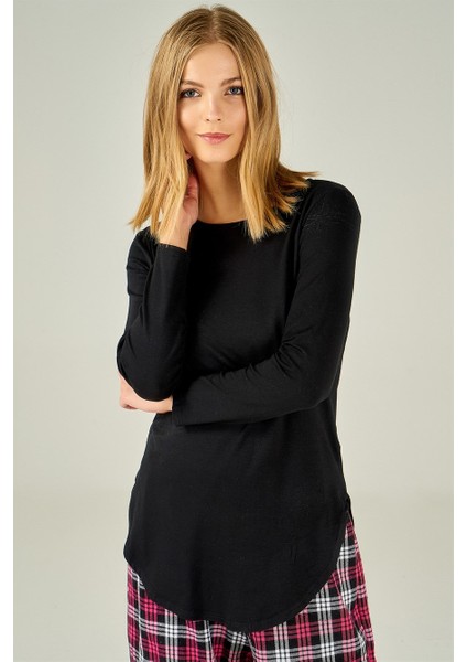 Kadın Yanları Yırtmaçlı Uzun Kollu Bluz