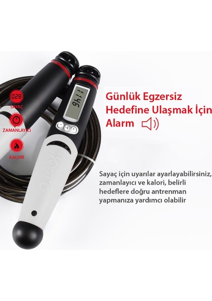 Kyto Ayarlanabilir Dijital Sayaçlı Atlama Ipi Alarm Sayaç 3mt