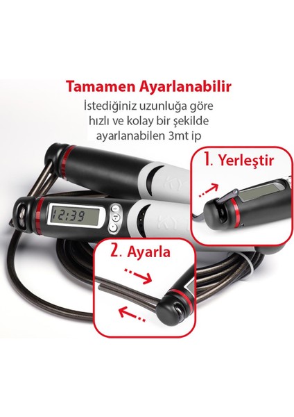 Kyto Ayarlanabilir Dijital Sayaçlı Atlama Ipi Alarm Sayaç 3mt