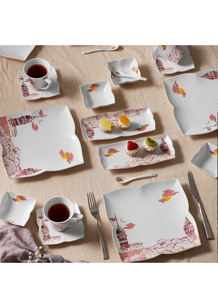 Sevda 32 Parça 6 Kişilik Porselen Kahvaltı/Servis Takımı