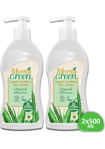 Mom's Green 2'li Set    Sıvı Sabun - Organik Aloeveralı 500 ml + 500 ml