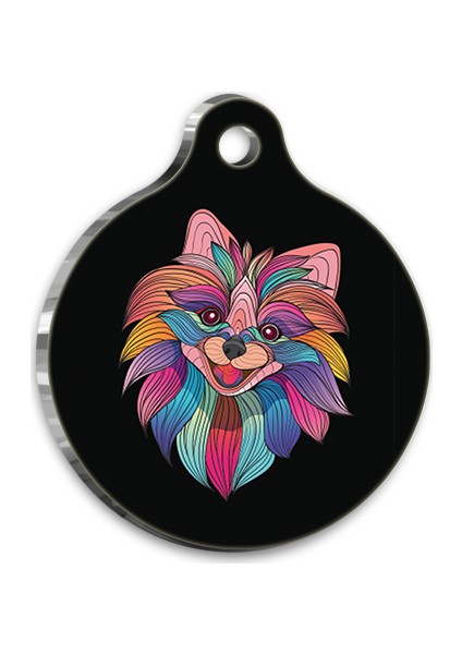 Illüstrasyon Papillon Yuvarlak Köpek Künyesi