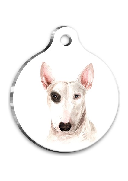 Suluboya Bull Terrier Yuvarlak Köpek Künyesi