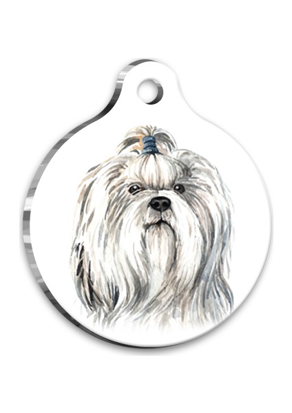 Suluboya Shih Tzu Yuvarlak Köpek Künyesi