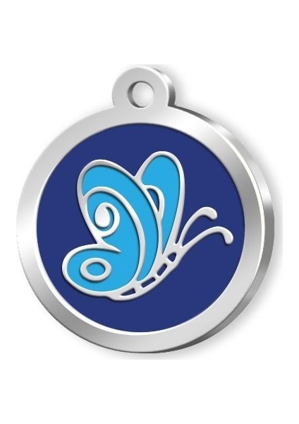 Mineli Seri Kelebek Desenli Künye (Mavi)