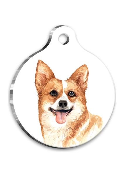 Suluboya Welsh Corgi Yuvarlak Köpek Künyesi