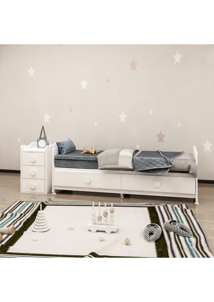 Melina 5 Çekmeceli Mdfli Büyüyen 60X120 Beşik - Beyaz (Yatak li )