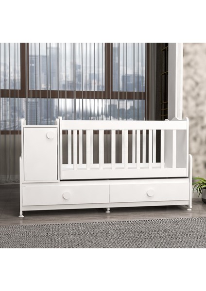 Pırlanta Mdfli Büyüyen 60X120 Beşik + Yatak- Beyaz fırsatları