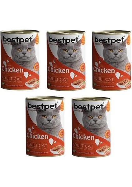 5 Adet Tavuk Etli Yetişkin Kedi Konservesi 400 gr